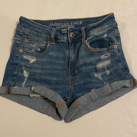 American Eagle Distressed High Rise Jean Shorts